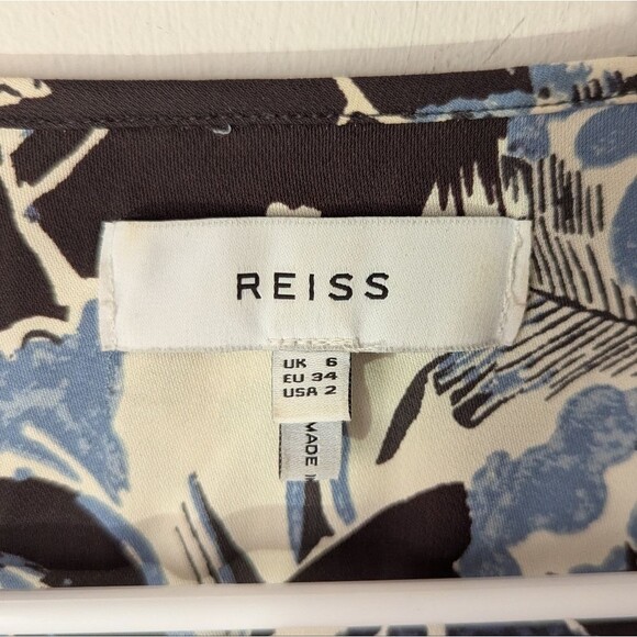 Reiss Abbie Floral Printed Mini Dress in Blue Women's Size 2 - Picture 10 of 12